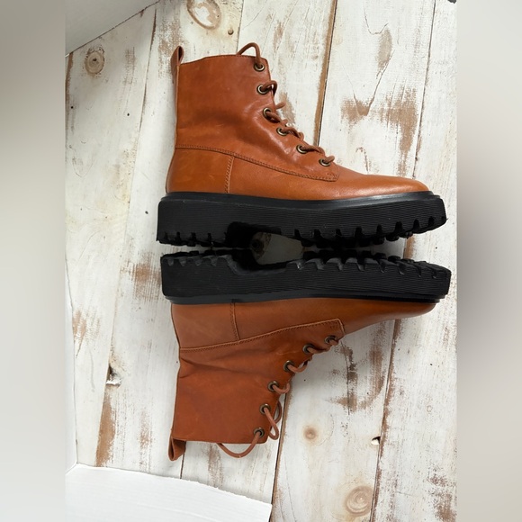 MADEWELL The Rayna lace-up boot leather combat English Saddle women’s sz 8.5 EUC - Picture 9 of 13